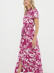 FatFace Purple Wallpaper Floral Midi Dress - Image 1 of 5