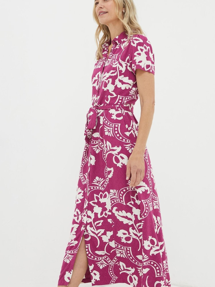 FatFace Purple Wallpaper Floral Midi Dress - Image 1 of 5