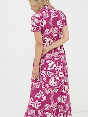FatFace Purple Wallpaper Floral Midi Dress - Image 2 of 5