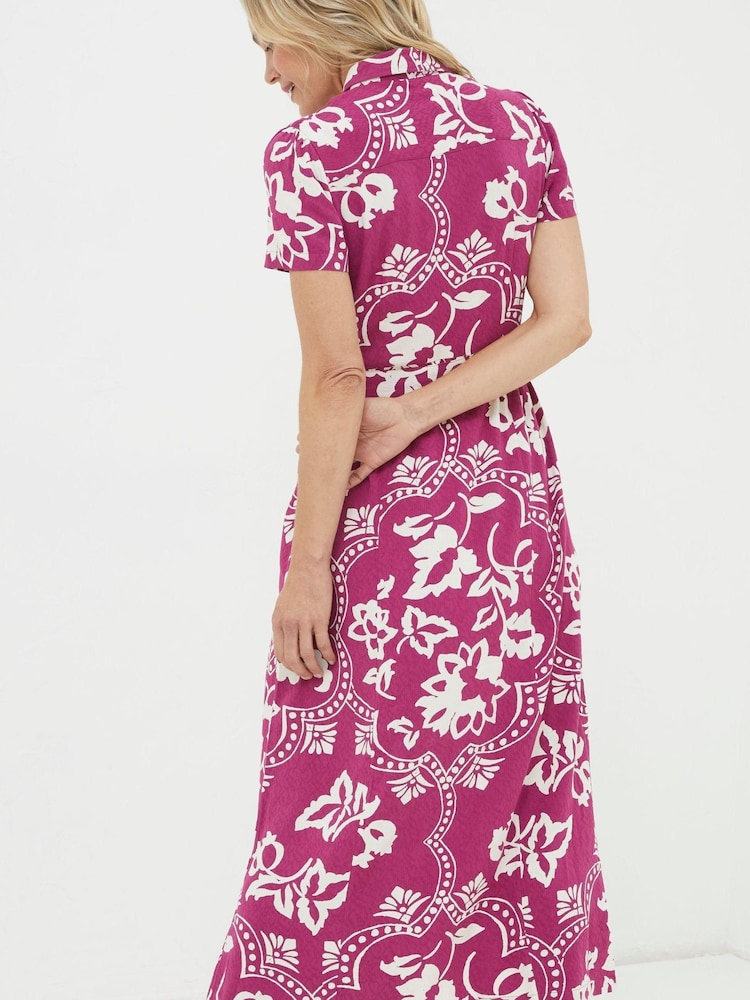 FatFace Purple Wallpaper Floral Midi Dress - Image 2 of 5