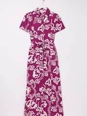 FatFace Purple Wallpaper Floral Midi Dress - Image 5 of 5