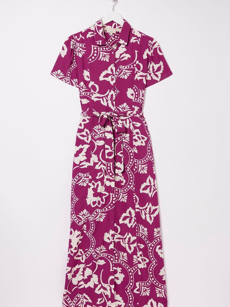 FatFace Purple Wallpaper Floral Midi Dress - Image 5 of 5