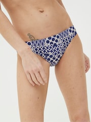 FatFace Mila Blue Patchwork Geo Bikini Bottoms - Image 1 of 6