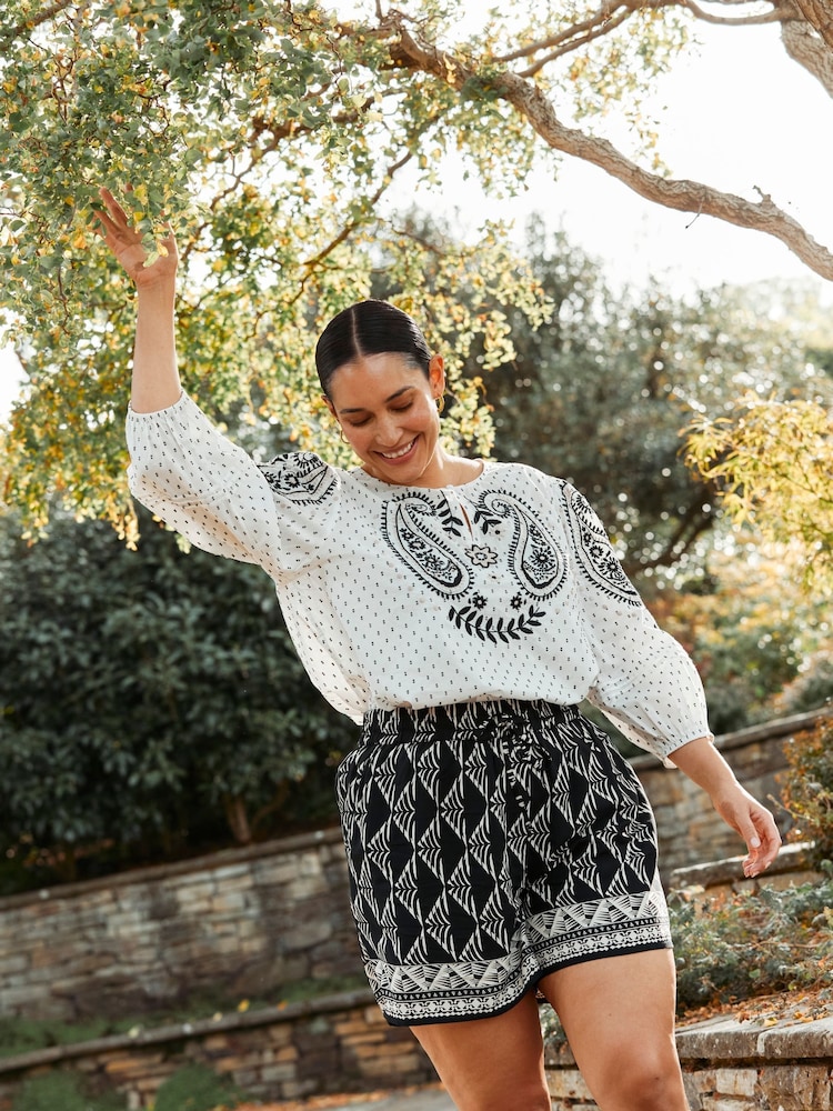 FatFace Natural Embroidered Blouse - Image 1 of 6