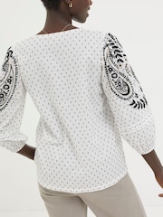 FatFace Natural Embroidered Blouse - Image 3 of 6