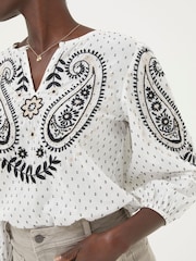 FatFace Natural Embroidered Blouse - Image 5 of 6