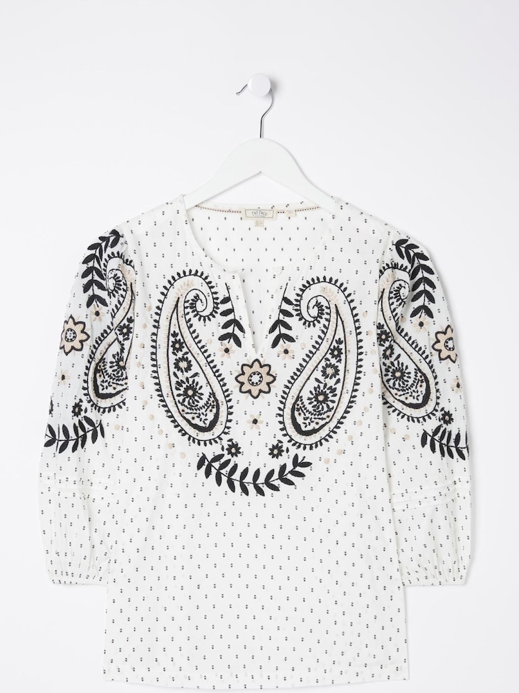 FatFace Natural Embroidered Blouse - Image 5 of 5 FatFace Natural Embroidered Blouse - Image 5 of 5
