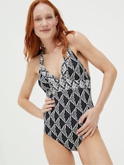 FatFace Ava Black Mono Geo Swimsuit - Image 5 of 10