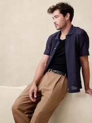 Banana Republic Blue Headlands Open-Knit Short Sleeve Polo Shirt - Image 1 of 1