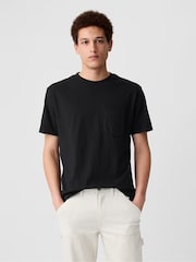 Gap Black Original Pocket 100% Cotton Crew Neck Short Sleeve T-Shirt - Image 4 of 7