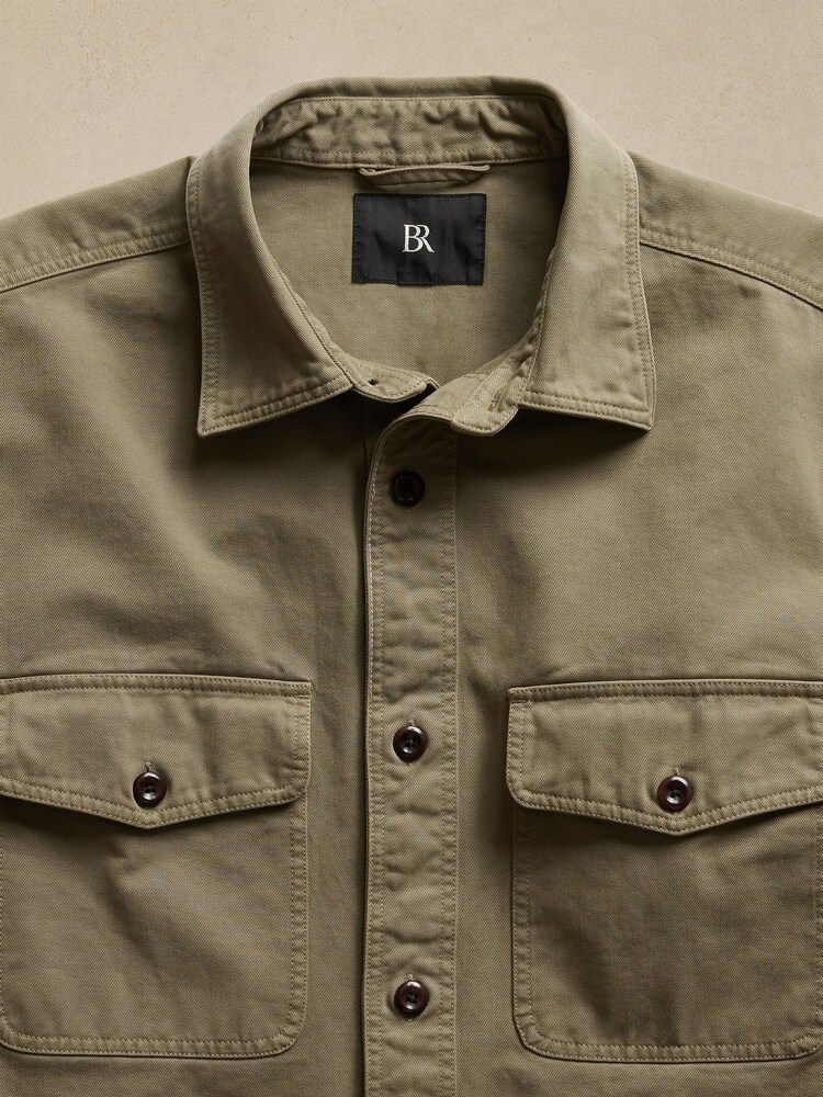 Banana Republic Khaki Green Malo Twill Shirt Jacket - Image 5 of 5