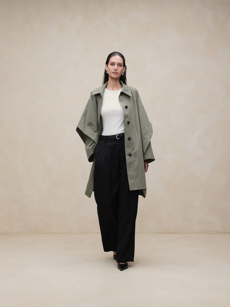 Banana Republic Khaki Green Cambria Cape Coat - Image 1 of 4