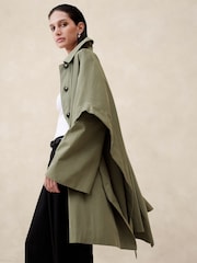 Banana Republic Khaki Green Cambria Cape Coat - Image 4 of 4
