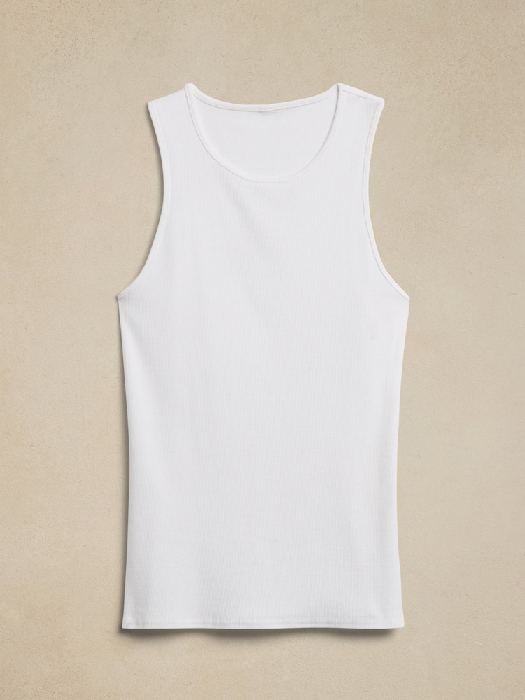 Banana Republic White Ribbed Cutaway Vest - Image 2 of 2