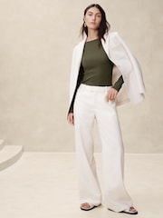 Banana Republic Green Ribbed Scoop-Back Long Sleeve Top - Image 3 of 3
