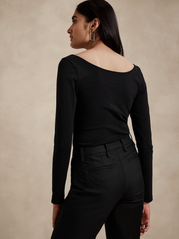 Banana Republic Black Refined Scoop Neck T-Shirt - Image 2 of 4