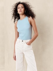 Banana Republic Blue Ribbed Cutaway Tank Sleeveless Vest - Image 1 of 1