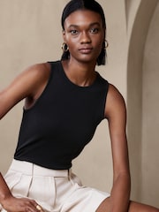 Banana Republic Black Ribbed Cutaway Vest - Image 1 of 4