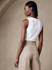 Banana Republic White Refined Cotton Sleeveless Vest - Image 2 of 5