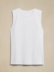 Banana Republic White Refined Cotton Sleeveless Vest - Image 5 of 5