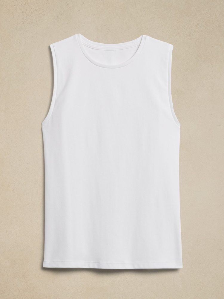 Banana Republic White Refined Cotton Sleeveless Vest - Image 5 of 5