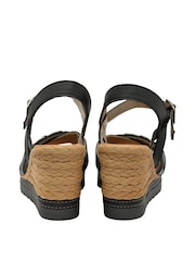 Lotus Black Casual Wedge Sandals - Image 3 of 4