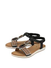 Lotus Black Casual Low Wedge Sandals - Image 2 of 4