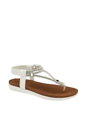 Lotus White Casual Toe Thong Sandals - Image 1 of 4