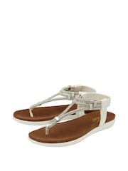 Lotus White Casual Toe Thong Sandals - Image 2 of 4