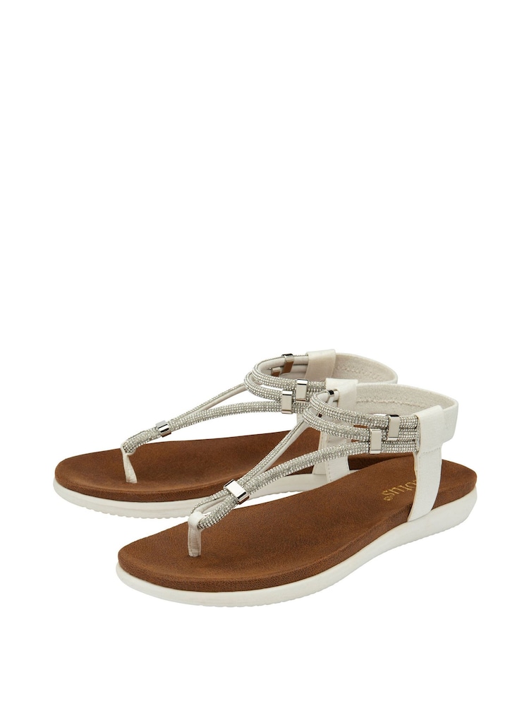 Lotus White Casual Toe Thong Sandals - Image 2 of 4