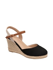 Lotus Black Wedge Espadrille Shoes - Image 1 of 4