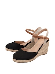Lotus Black Wedge Espadrille Shoes - Image 2 of 4