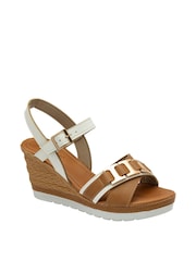 Lotus White Casual Wedge Sandals - Image 1 of 4