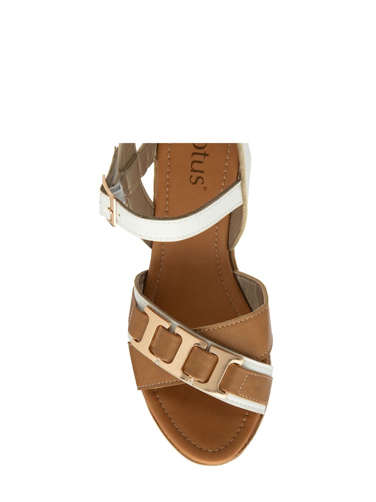 Lotus White Casual Wedge Sandals - Image 4 of 4