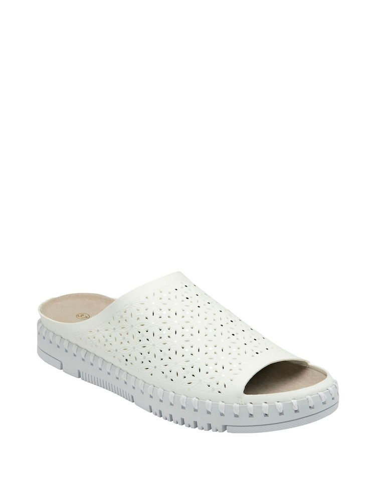 Lotus White Open Toe Mule Sandals - Image 1 of 4