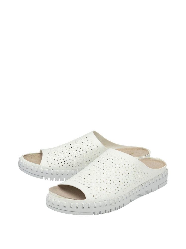 Lotus White Open Toe Mule Sandals - Image 2 of 4