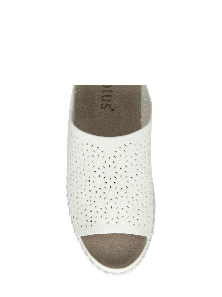 Lotus White Open Toe Mule Sandals - Image 4 of 4