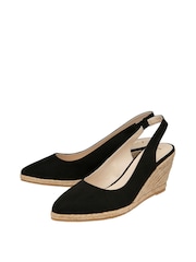 Lotus Black Sling Back Wedge Espadrille Shoes - Image 2 of 4