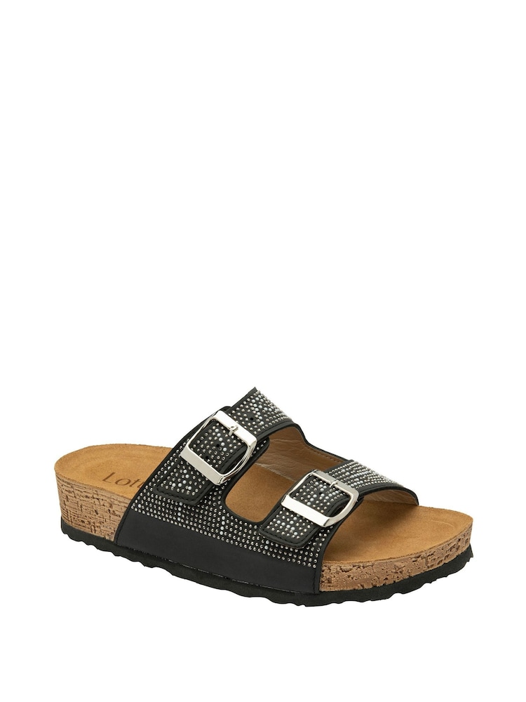 Lotus Black Casual Mule Sandals - Image 1 of 4