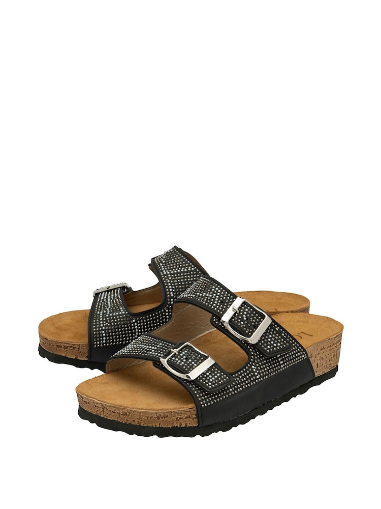 Lotus Black Casual Mule Sandals - Image 2 of 4