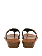Lotus Black Low Wedge Toe Thong Sandals - Image 3 of 4