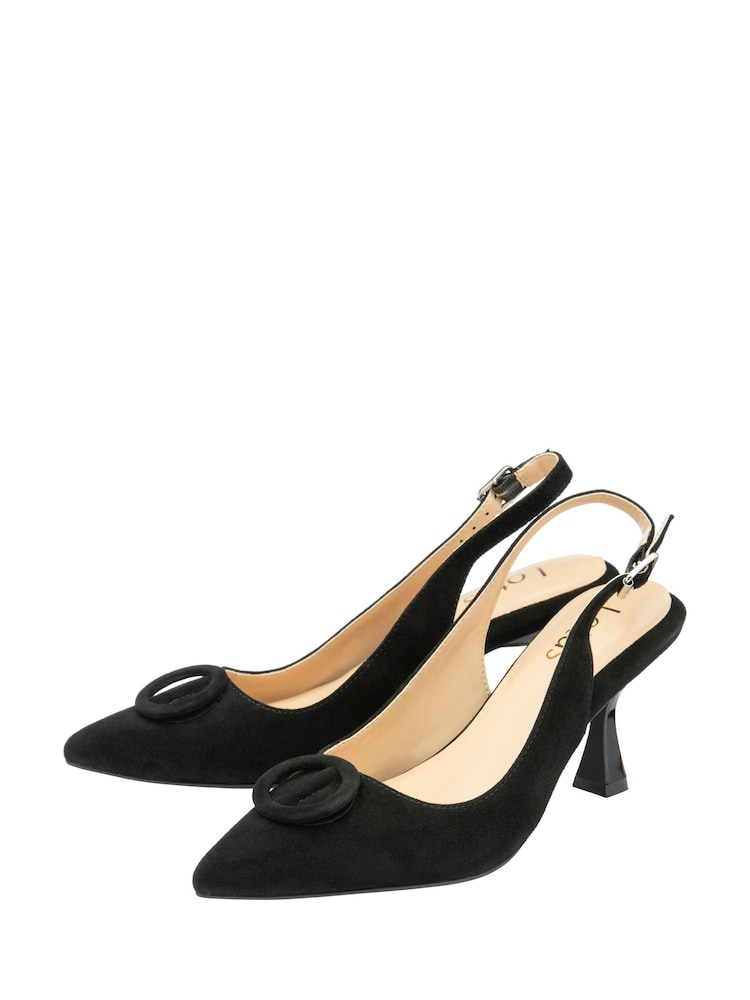 Lotus Black Slingback Suede Court Shoes - Image 2 of 4 Lotus Black Slingback Suede Court Shoes - Image 2 of 4