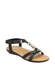Lotus Black Casual Open Toe Holiday Sandals - Image 1 of 4