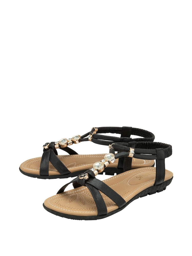 Lotus Black Casual Open Toe Holiday Sandals - Image 2 of 4