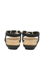 Lotus Black Casual Open Toe Holiday Sandals - Image 3 of 4