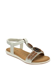 Lotus White Casual Low Wedge Sandals - Image 1 of 4