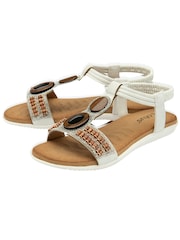 Lotus White Casual Low Wedge Sandals - Image 2 of 4