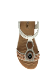 Lotus White Casual Low Wedge Sandals - Image 4 of 4