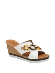 Lotus White Casual Wedge Mule Sandals - Image 1 of 4