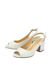 Lotus White Peep Toe Slingback Sandals - Image 2 of 4